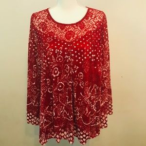 Suzanne Betro Red Flowy Top